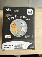 Certified Compostable Dog Poop Bags-270 Bags 18Rolls, Poop Bags for Dogs Made of Cornstarch - ASTM D6400 By USA, Leakproof Easy Open, Unscented Dog Waste Bags (Black)