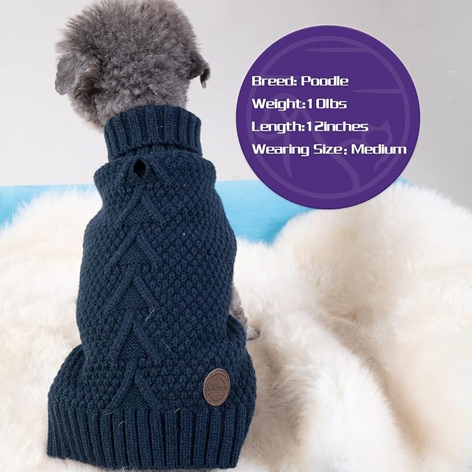 cyeollo 3XL Dog Sweaters for Large Dogs Boy, Stretchable & Cozy Warm Knit Doggy Sweater with Sleeves Turtleneck Fall Winter Cold Weather Big Dog Clothes Like Doberman Labrador, Navy XXXL