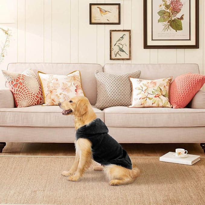 EXPAWLORER Dog Hoodie Fleece Sweater Vest, Hooded Dog Sweatshirt Fall Winter Pet Clothes with Leash Hole, Sleeveless Warm Cozy Puppy Clothing for Cat Small Medium Large Dogs Girl Boy, Black XXL