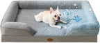 Cooling Pet Bed for X-Large Dogs and Cats, Waterproof Orthopedic Dog Sofa Bed, Supportive Foam Pet Couch Bed with Washable Removable Cover, Waterproof Lining and Nonskid Bottom(XL, Grey)