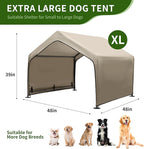 Summertrail Extra Large Dog House Outside, Dog Tent Outdoor, Big Dog Shade Shelter Doghouse Canopy, Water Resistant Dog shelter with Ground Nail, Khaki Sun Rain Cover for Pet Cat 4'x 4'x 3.3