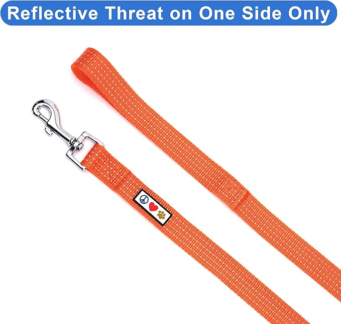 Pawtitas Pet / Puppy 6 - feet Reflective Dog Leash Medium / Large 1 Inch Orange Matching Collar and Harness sold separately.