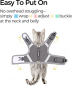 Cat Harness and Leash Escape Proof Kitten Harness Cat Leash for Walking Travel Service Cat Vest, Grey, X-Large