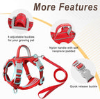 Cat Harness and Leash Set for Walking Escape Proof for Small Large cat Kitten Harness with ID tag Pocket (Red,S)