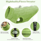 Idepet Dog Fleece Vest Sweater Zip Up Warm Pullover Dogs Jacket with D-Ring Leash Winter Cold Weater Coat Pet Sweatershirt Clothes Hoodie for Small Medium Dogs Boy Girl(Green,XS)