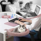 Rotating Cat Desk Bed - 40 LBS Chair-Side Cat Sleeping Basket with Bed for Desk, 360° Swivel & Removable Washable Cushion for Office Comfort(Brown