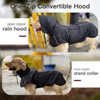 Waterproof Windproof Dog Raincoat with Full Body Coverage, Reflective Adjustable Hooded Jacket, Easy on Lightweight Dog Rain Coat for Large Dogs Poncho Breathable (Black, XXXXL)