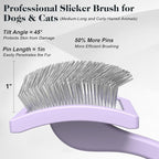 2PCS Slicker Brush for Dogs & Pet Comb,Professional Dog Grooming Brush (Goldendoodles,Poodles,Labradoodles) with Extra Long Pins to Effectively Remove Tangles, Knots and Mats (Light Purple Large)