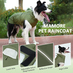 Waterproof Dog Raincoat, Adjustable Lightweight Dog Rain Jacket with Reflective Strip Leash Hole for Small Medium Large Dogs (Green, Large(22-37lb))
