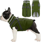 Fragralley Dog Coat with Harness Built in, Waterproof Windproof Reflective Warm Puffer Jacket, Fleece Lined Vest Winter Parka for Small, Medium, Large Dogs