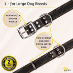 ADITYNA Heavy-Duty Black Leather Dog Collar for Large Dogs - Soft Padded for Comfort - Large Dog Collar for Walking, Training, and Hiking
