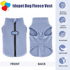 Idepet Dog Fleece Vest Sweater Zip Up Warm Pullover Dogs Jacket with D-Ring Leash Winter Cold Weater Coat Pet Sweatershirt Clothes Hoodie for Small Medium Dogs Boy Girl(Sky Blue,M)