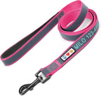 Pawtitas Personalized Dog Leash Embroidered Customize Your Pet Name & Phone Number Puppy Reflective 6 ft Long Large Pink Custom Tag Name, Pink Reflective 🔦 Padded