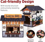SMILE PAWS Cat Beds for Indoor Cats, Cardboard Cat House with Scratchers, Korean BBQ, Large Sturdy Cat Furniture Condo Cave Tent, Easy to Assemble Pet Toys Accessories Stuffs, Bunny Small Animals