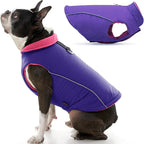 Gooby Sports Vest Dog Jacket - Purple, X-Small - Reflective Dog Vest with D Ring Leash Warm Fleece Lined Hook and Loop Closure for Small to Medium Dogs