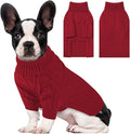 Small Dog Thermal Pullover Sweater, Classic Turtleneck Cable Knitwear Dog Clothes for Cold Weather Warm Pet Clothes for Chihuahua, Bulldog, Dachshund, Pug Red Small
