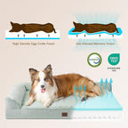 EHEYCIGA Memory Foam Dog Bed Large Sized Dogs, Pet Bed for Large Dog for Crate with Waterproof Liner, Pet Couch Bed Orthopedic with Washable Removable Cover, 35x23x6 Inches, Greyish Green