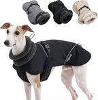 Adjustable Dog Coat with Harness Slot, Waterproof Fleece Lined Winter Jacket, Windproof Reflective Pet Vest for Cold Weather for Small Medium Large Dogs (Black, X-Large)