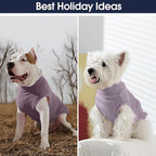 IECOii 2 Pack Fleece Dog Sweater - Warm & Soft, Stretchy Dogs Fleece Sweaters for Small Breeds Boy Girl, Thermal Coat for Fall & Winter Indoor Outdoor(Size M,Dark Purple & Light Purple)