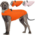 Dog Coat with Harness Built in -Orange,3XL- Fleece Lined Dog Snow Jacket Snowsuit，Adjustable Reflective Winter Warm Cold Weather Coat
