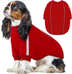 Queenmore XS Christmas Dog Sweater, Cozy Fleece Dog Sweatshirt, Warm Winter Fleece Jacket for Small, Medium & Large Dogs with Leash Hole/Reflective Stripes Red