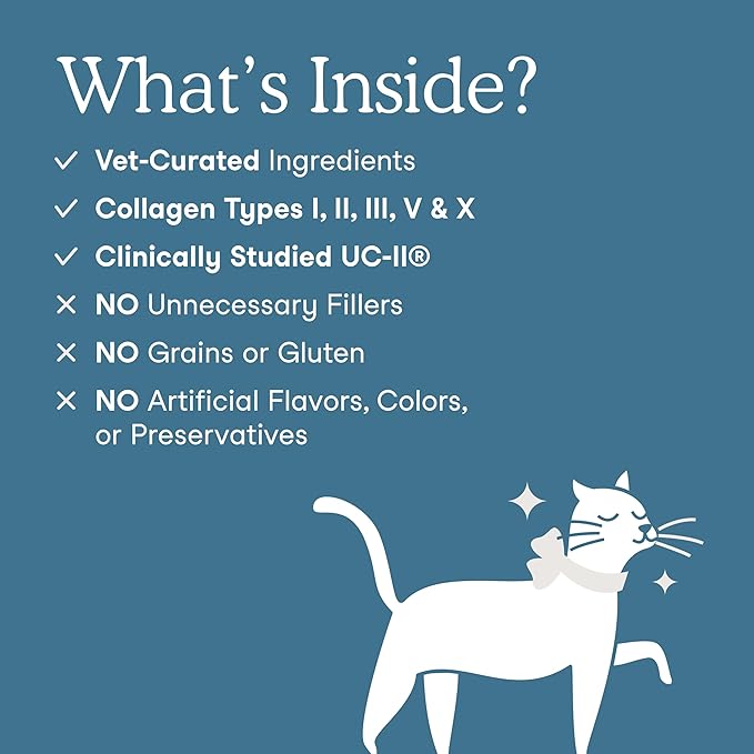 Fera Pets Cat & Dog Collagen Powder - Bone, Gut, Joint and Skin Supplement - 5 Types of Collagen + Clinically Studied UC-II® - 4.23 oz
