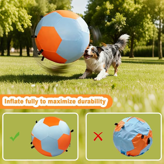 Herding Balls for Dogs, 25 inch Herding Ball for Australian Shepherd, Interactive Herding Ball for Exercise & Mental Stimulation, Outdoor Training Dog Toys with Strap, Blue&Orange