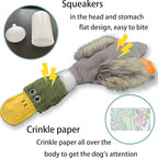 No Stuffing Toys 3 Pack, Squeaky Dog Toys for Large Dogs, Plush Toys for Aggressive Chewers, Indestructible Crinkle Paper Duck Dog Toy, Puppy Chew Toys for Teething (Soft Plush)