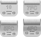 10+7FC+5FC+4FC Pet Dog Grooming Detachable Ceramic Blades Kit,Compatible with Andis,Oster A5,Wahl KM10 Clippers,Cut Length 1/16"(1.5mm) to 3/8" (9.5mm),Small 4-Piece Set