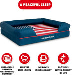 The Dog’s Bed, Large Blue Oxford with Red Trim USA Flag Dog Bed with Central Flag 36x27 Memory Foam, Pain Relief: Arthritis, Post Surgery,Waterproof Washable Cover, Veterinary Approved