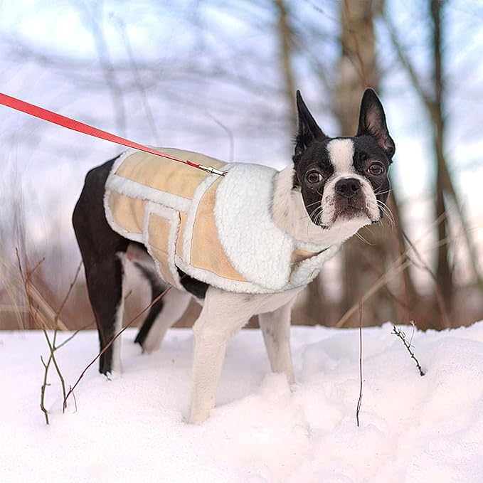 Namsan Dog Sherpa Jacket, Size L, Fleece Dog Vest with Leash Hole, Soft Pet Coat Outfit for Small Medium Large Dogs, Thick Warm Dogs Vest for Cold Weather, Adjustable Magic Tape, Easy to Wear