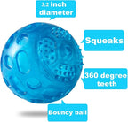3'' Squeaky Dog Toy Balls for Lagre Medium Breed, Indestructible Dog Balls for Playing, Fetching & Retrieving, Durable Aggressive Chewers, 2 PCS Blue+Purple