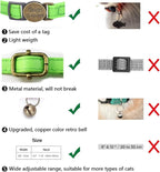 Cat Collar Breakaway, Personalized Leather Cat Collar with Bells-Adjustable Customized Collar with Name & Phone Number Tag for Girl Boy Cats-Quick Release Buckle for Cats & Kittens(LimeGreen)