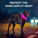 Light Up Dog Collar, Adjustable USB Rechargeable Glow in Dark Dog Collar ，Waterproof Dog Collars for Medium Dogs (Pink, Medium)