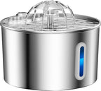 Cat Water Fountain Stainless Steel - 74oz/2.2L Corded Pet Water Dispenser Automatic Silent Cats Dispenser for Drinking Inside Indoor Metal Kitty Spout Fountain with 6 Filters & 6 Sponges