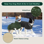 Kuoser Super-Warm Dog Coat, Windproof Cold Weather Coats for Extra Large Dogs, Fleece Lining Turtleneck Dog Snow Jacket with Reflective Strips Thermal Pet Winter Clothes, Green 2XL