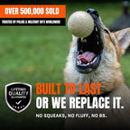 Monster K9 Indestructible Natural Series Dog Ball - Backed for Life - No Color Additives, Minimal Fillers, Safe Non-Toxic - Durable Toy for Aggressive Chewers - USA Made - 2.8” Solid(Tennis Ball Size)