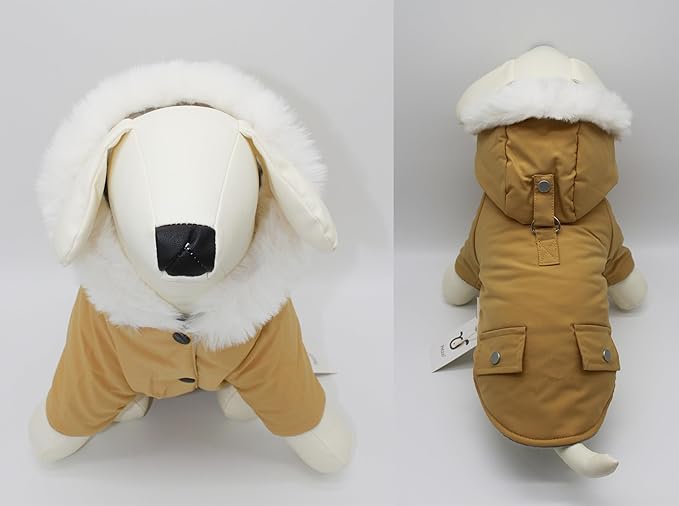 Pet Warm Dog Coat for Winter Cold Weather Dog Clothes Hooded Dog Jacket Small Puppies Medium Large Dog Cat Clothes Insulated Padded Snow Parka (XX-Large, Yellow)