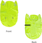 Dog Waterproof Raincoat with Poncho Hoodie, High Reflective Adjustable Yellow Pet Rain Jacket with Leash Hole for Small Medium and Large Dogs (Fluorescent Green, Large)