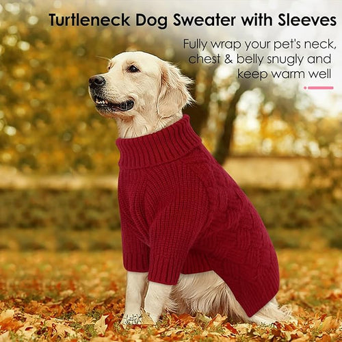 AOFITEE XL Dog Sweater, Dog Sweater Large Size Dogs, Large Dogs Sweaters for Female Male, Turtleneck Thick Warm Knitted Winter Fall Pet Sweatshirt Pullover, Solid Pet Christmas Sweaters (Red, XLarge)