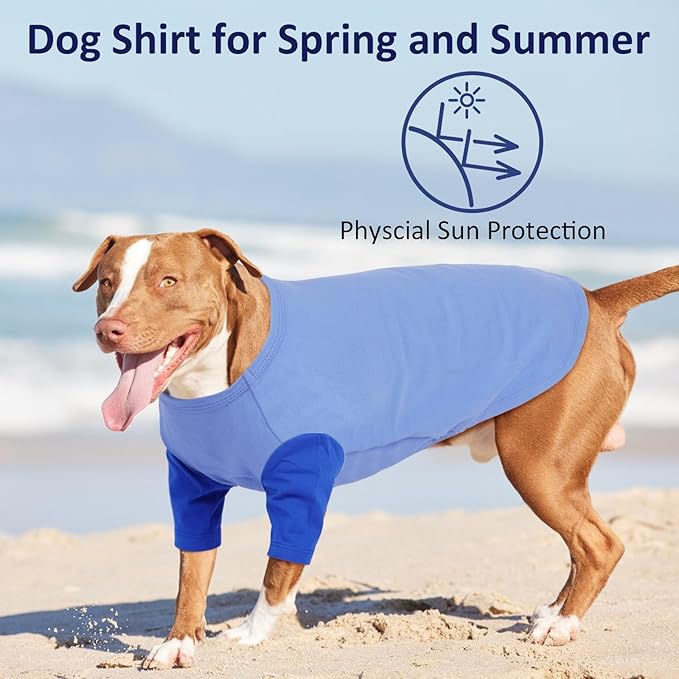 2 Pack Shirts for Large Dogs 4XL - Lightweight Breathable Dog Clothes, Prevent Overheating Summer Cool Tees for Doberman, Alaskan Malamute, Travel, Hiking, Beach, Lounge Wear, Sleeping, Blue