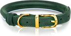 OOPSDOGGY Reflective Rolled Leather Dog Collar Adjustable Soft Padded Pet Collar for Small Medium Large Breed Dogs (Green, XXS, 7"-9")
