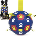 QDAN Dog Toy Balls, Premium Dog Soccer Ball with Straps, Outdoor Dog Toys, World Cup Pet Training Soccer for Medium to Large (8 Inch)