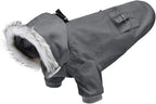 Warm Dog Hooded Trench Coat Windproof Parka Jacket for Cold Weather (M, Black Grey)
