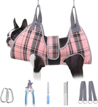 BEAUTYZOO Dog Grooming Hammock for Small Dogs Cat- Dog Sling for Nail Trimming/Clipping- Dog Hanging Harness Holder with Thick Fabric Neck Support & Strap Restraint Claw Care, Pink S