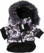 PET LIFE Classic Metallic Fashion Pet Dog Coat Jacket Parka w/ 3M Insulation and Removable Hood, Large, Deer Pattern