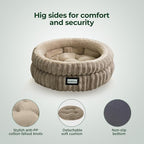 BALANCE Cat Bed Kitten Bed, Washable Round Cat Beds for Indoor Cats,Super Soft Plush Faux Fur Pet Bed for Puppy and Kitten with Anti-Slip Bottom