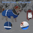 Dogcheer Warm Dog Coat, Waterproof Dog Jacket Christmas Puppy Winter Coat with Buckle, Reflective Adjustable Pet Snow Jacket Turtleneck Fleece Sweater for Small Medium Large Dogs - Blue, 3XL