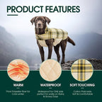 Kuoser Waterproof Dog Coat, Reversible Dog Jacket for Medium Dogs, Adjustable Durable Doggie Winter Coat Warm Puppy Cold Weather Apparel from Small to Large Breed, Yellow M
