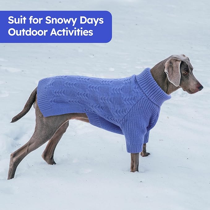 ASENKU XXL Dog Sweaters for Large Dogs Girls Boys, Doberman Sweater for Female Male, Winter Turtleneck Long Sleeve Pet Christmas Sweater for Golden Labrador,Blue 2XL